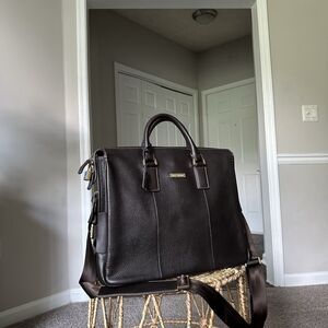 Brooks Brothers Business Bag Men's Dark Brown Leather Briefcase Computer